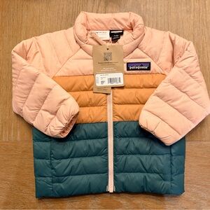 Patagonia Baby Down Sweater Puffer Mallow Pink, Teal, and Orange NWT